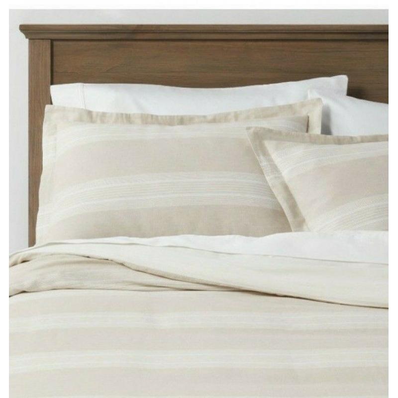 Full/Queen Chambray Yarn Dye Stripe Duvet & Sham Set Neutral