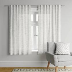 84x54 Striation Herringbone Light Filtering Window Curtain Panel White/Gray - Project 62