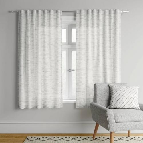 84x54 Striation Herringbone Light Filtering Window Curtain Panel White/Gray - Project 62