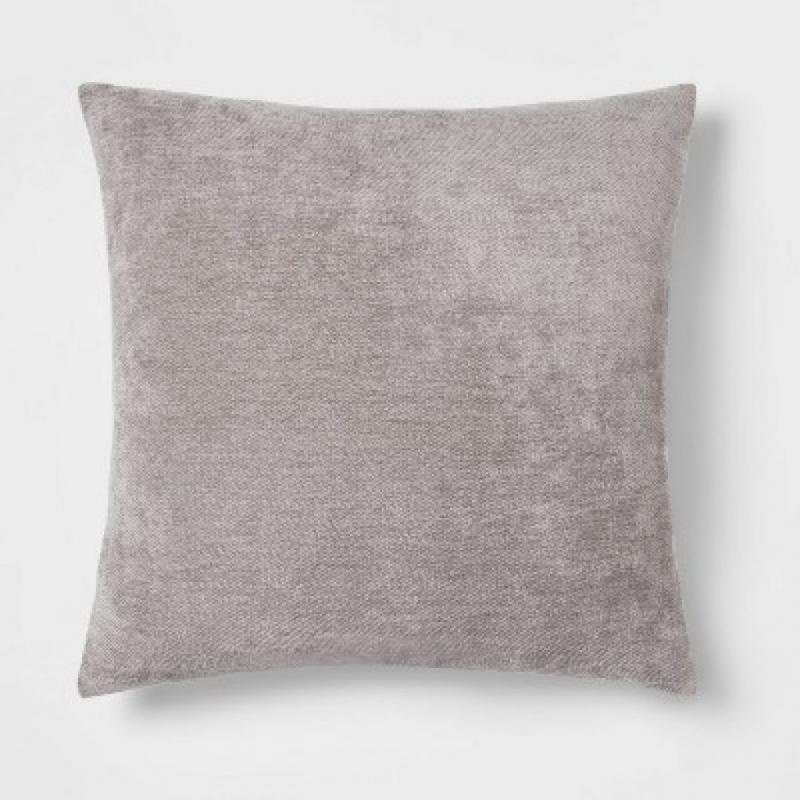 Oversized Chenille Square Throw Pillow Gray