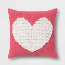 Textured Loop Heart Valentine's Day Square Throw Pillow Pink - Threshold