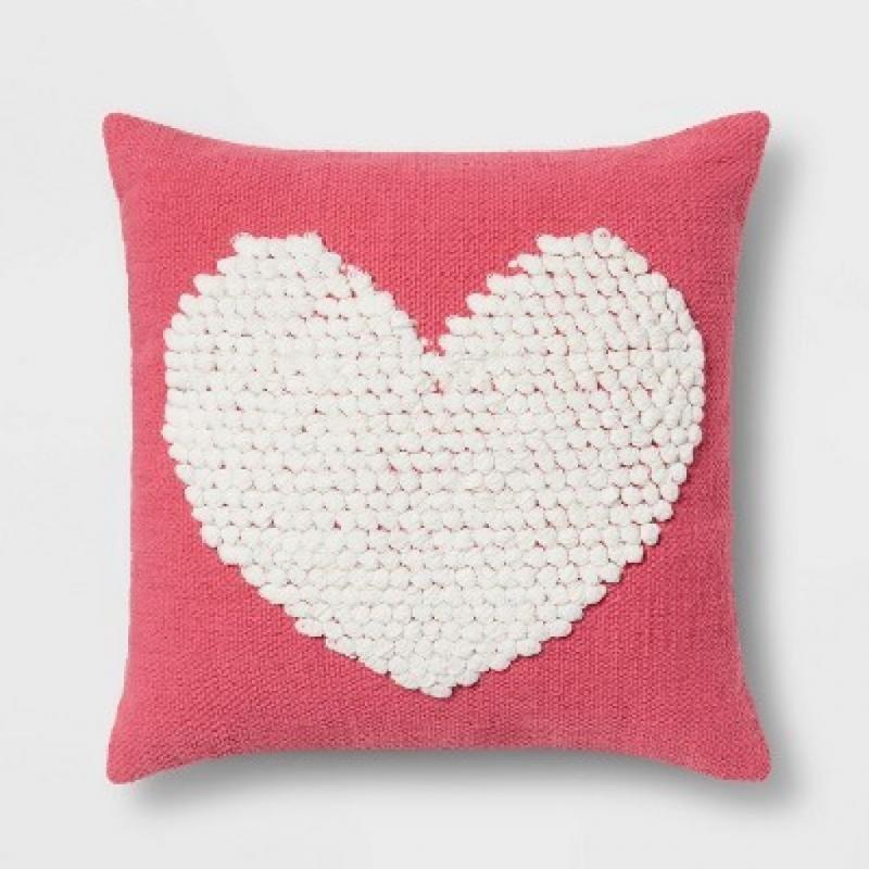 Textured Loop Heart Valentine's Day Square Throw Pillow Pink - Threshold