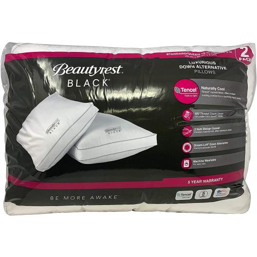 Beautyrest Black Pillows, 2-Pack Standard Queen