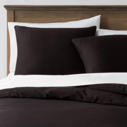 Standard Washed Cotton Sateen Quilt Sham Black - Threshold