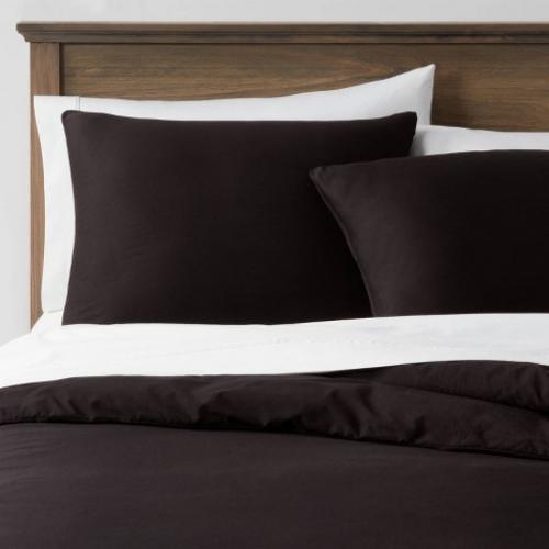 Standard Washed Cotton Sateen Quilt Sham Black - Threshold
