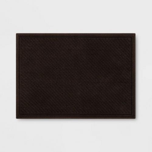 21x30 Performance Solid Cotton Bath Mat Dark Brown - Threshold