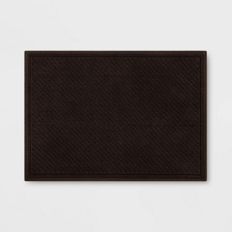21x30 Performance Solid Cotton Bath Mat Dark Brown - Threshold