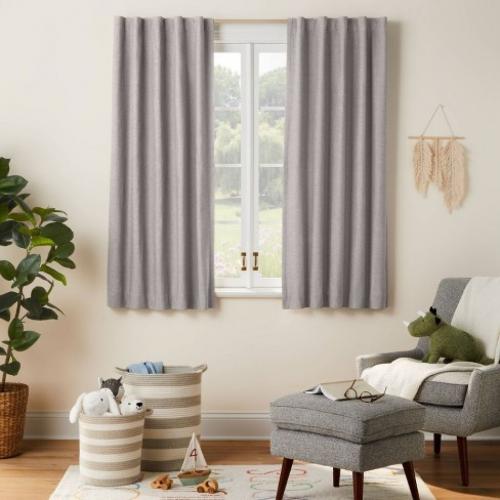 63 Blackout Chambray Cotton Panel Gray - Pillowfort
