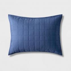 Box Stitch Microfiber Sham Navy - Pillowfort