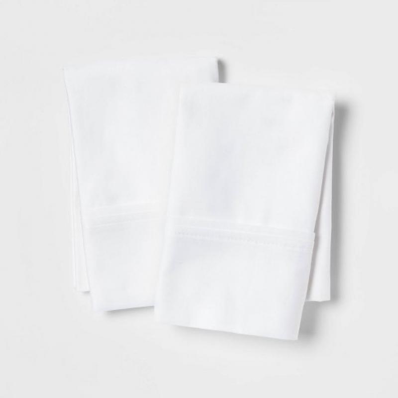 Standard/Queen 400 Thread Count Solid Performance Pillowcase Set White -