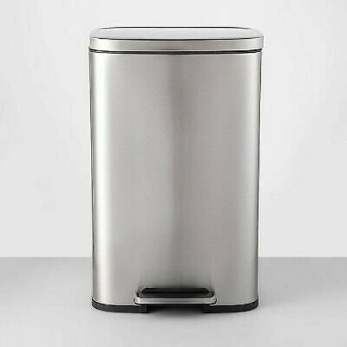 45L Rectangular Step Trash Can Silver - Made By Design