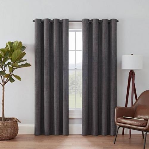 63x52 Rowland Blackout Curtain Panel Charcoal - Eclipse