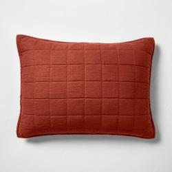 Standard Heavyweight Linen Blend Quilt Pillow Sham Dark Clay - Casaluna