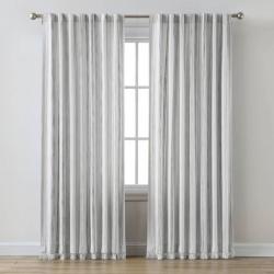 84x50 Striped Light Filtering Curtain Panel Gray - Threshold