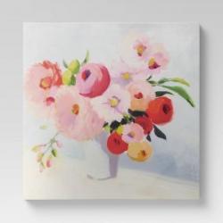 30 x 30 Floral Painting Unframed Wall Canvas Pink