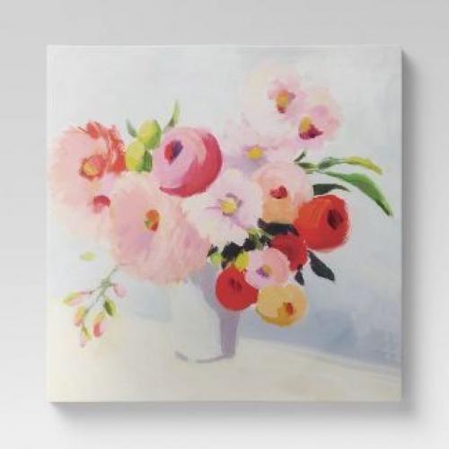 30 x 30 Floral Painting Unframed Wall Canvas Pink
