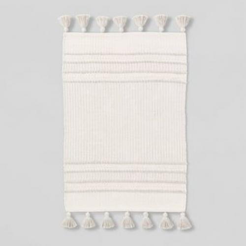 Texture Border Stripe Rug Cream/Silver Gray