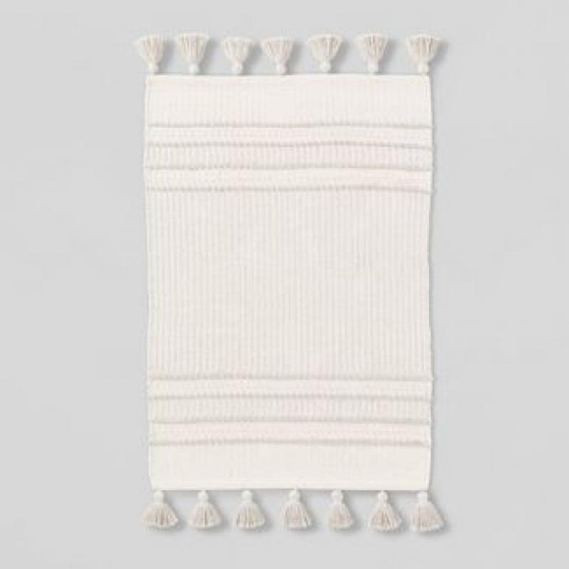 Texture Border Stripe Rug Cream/Silver Gray