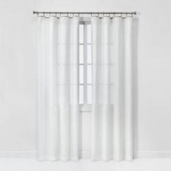 Contrast Edge Solid Sheer Window Curtain Panel White/Natural