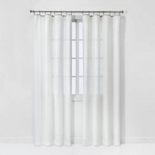 Contrast Edge Solid Sheer Window Curtain Panel White/Natural