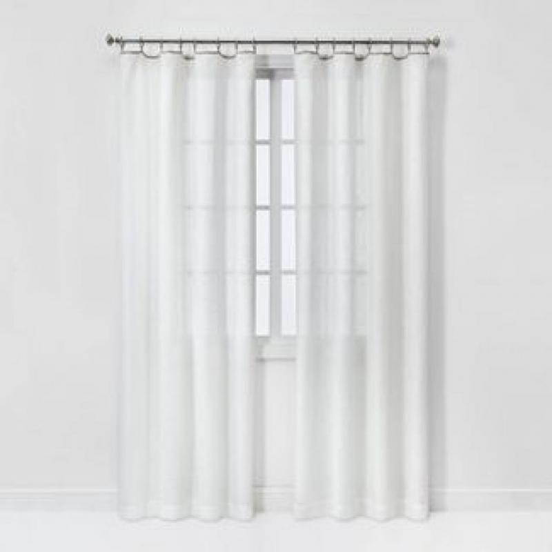 Contrast Edge Solid Sheer Window Curtain Panel White/Natural