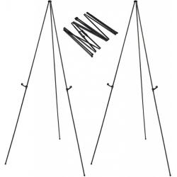 Folding Easel for Display, Magicfly 2 Pack 63 Inch Floor Poster Easel Stand Lightweight Aluminum Telescoping Easels, Black