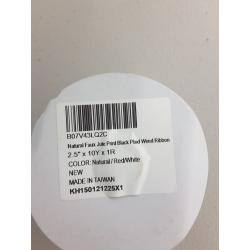 Natural Faux Jute Print Black Plaid Wired Ribbon