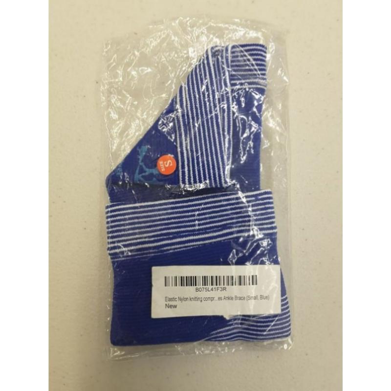 Elastic Nylon Knitting Compression Recovery Foot Sleeves Ankle Brace (Small, Blue)