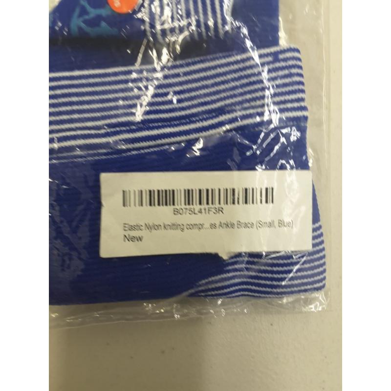 Elastic Nylon Knitting Compression Recovery Foot Sleeves Ankle Brace (Small, Blue)