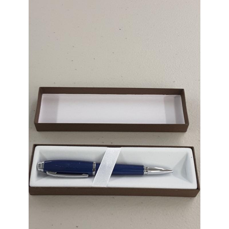 Cross Limited series Midnight Dubai Blue Lacquer with Cross Signature Center Ring Medium Ballpoint Pen