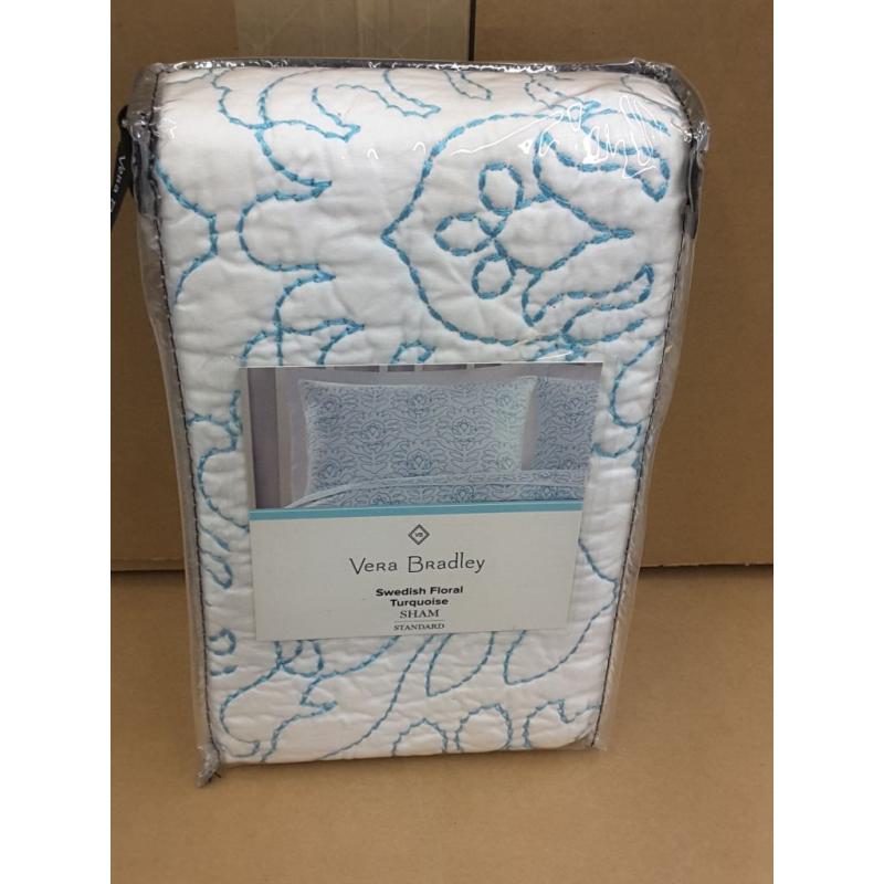Vera Bradley. Swedish Floral Turquoise Sham - Standard Qty 1