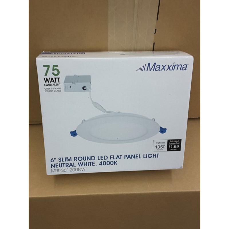 Maxxima 6 Dimmable Slim Round LED Flat Panel Light Fixture