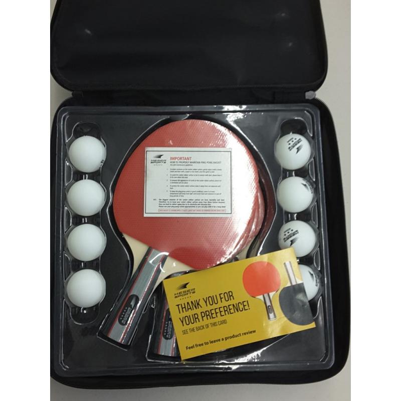 Keser Sports. Ping pong paddle set. 4-player racket set bundle with 8 Professional balls