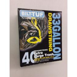 Bilt-Tuf -- 33 Gallon Drawstring Extra Large Trash Bags - 40pack