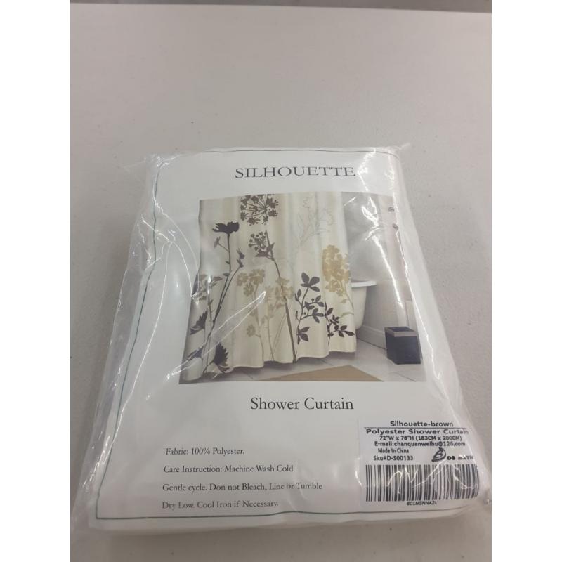 DS Bath Silhouette Flower Shower Curtain 72 W x 78 H