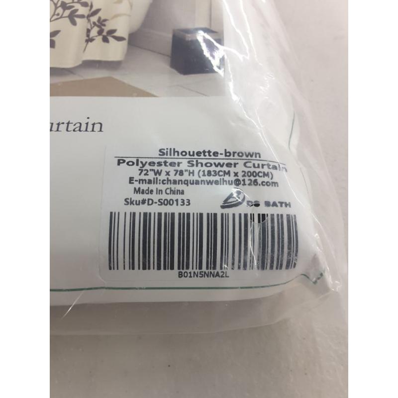 DS Bath Silhouette Flower Shower Curtain 72 W x 78 H