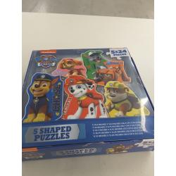 Paw Patrol 5 Shaped Puzzles 5 x 24 Pieces 