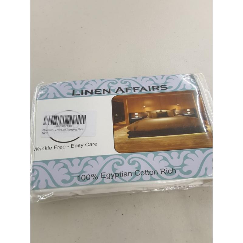 Linen Affairs Pillowcovers 2 Pieces Stripe (White) King