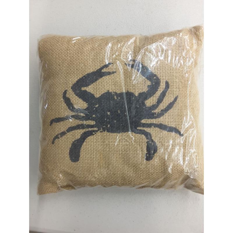 Small Burlap Crab Pillow (8x8)