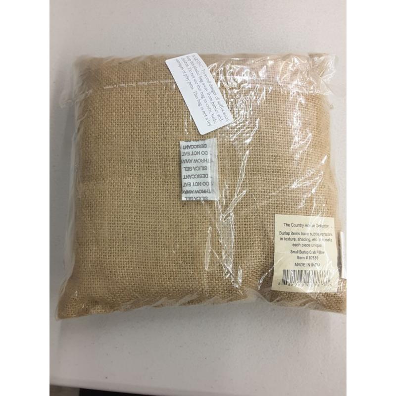 Small Burlap Crab Pillow (8x8)