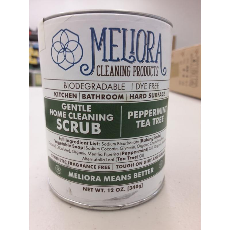 Meliora Cleaning Products Gentle Home Cleaning Scrub - Scouring Cleanser for Kitchen, Tube, and Tile, 12 oz. (Peppermint Tea Tree)