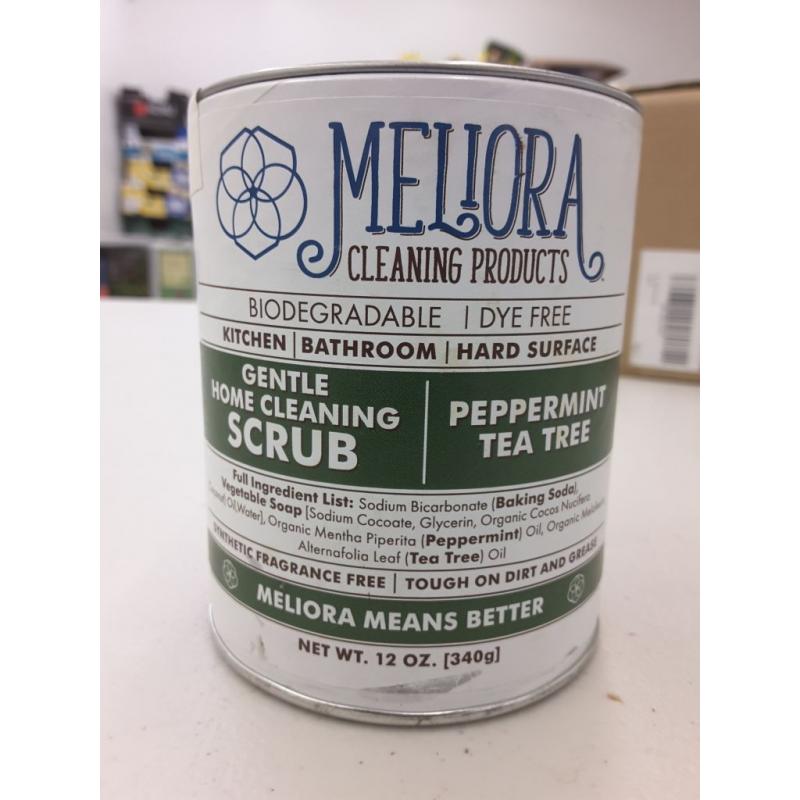 Meliora Cleaning Products Gentle Home Cleaning Scrub - Scouring Cleanser for Kitchen, Tube, and Tile, 12 oz. (Peppermint Tea Tree)