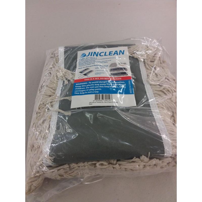 JINCLEAN 2 Pack of 24 Cotton Refills for Industrial Class Floor Dust Mop