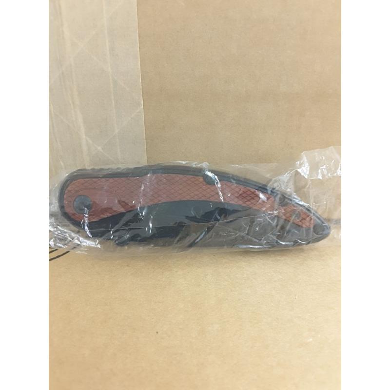 Spring-Assisted Folding Knife | Buckshot 3.5 Black Blade Red Cross Wood Handle