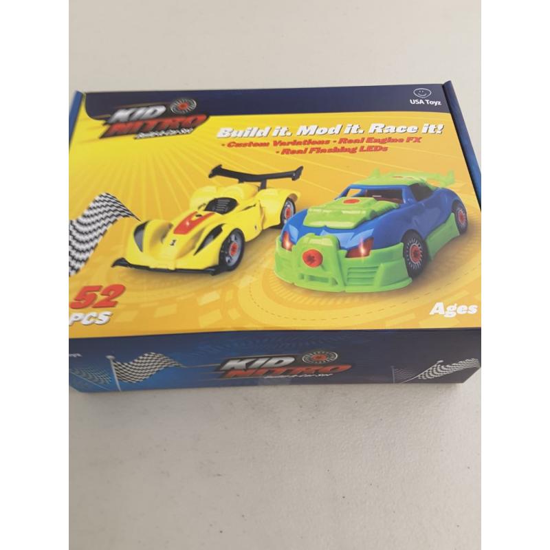 USA Toyz Kid Nitro Race Car Building Toys for Kids - 2 Pack Model Cars, Educational Toys Take Apart STEM Toys, Build Your Own Toy Cars with Toy Drill (52 Pieces)