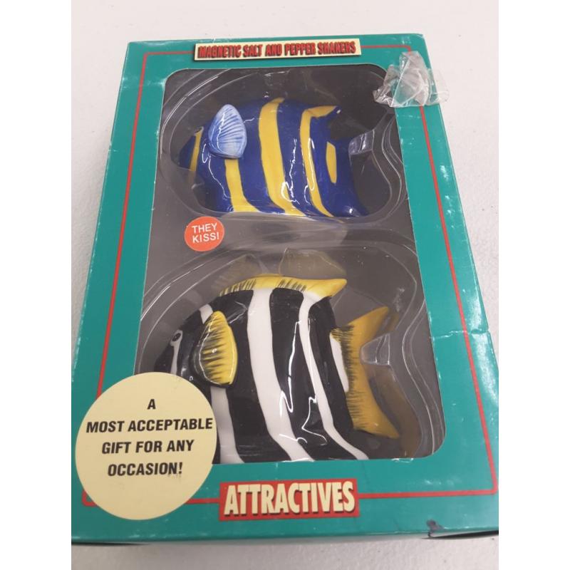 Angel Fish Magnetic Ceremic Salt and Pepper Shakers