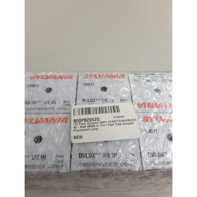 Sylvania FBA_S6755 10 Pack 20871 CF42DT/E/IN/835/ECO 42-Watt 3500K 4-Pin Triple Tube Compact Fluorescent Lamp, White