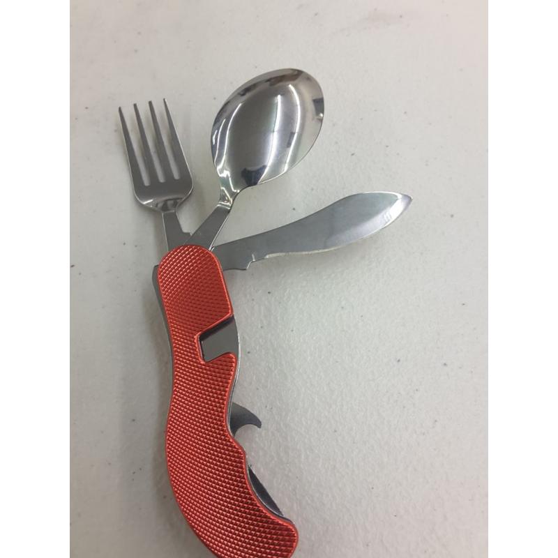 Leeko 4 in 1 Portable Outdoor Pocket Knife, Fork, Spoon