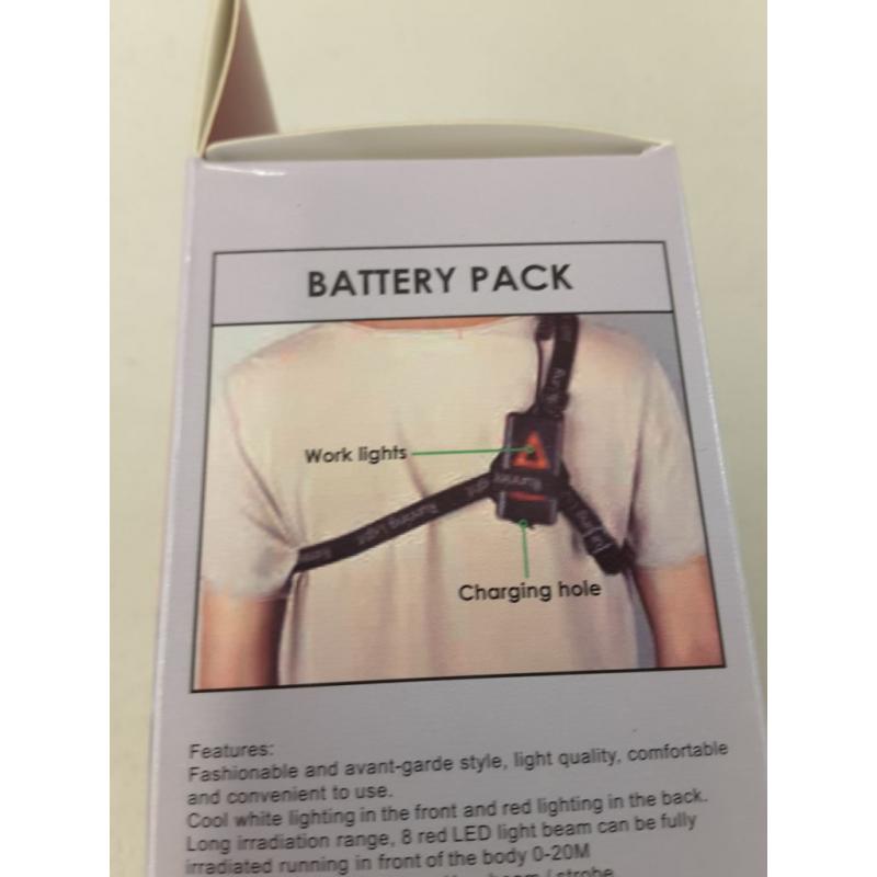 VSSPEED Outdoor LED Chest Light Night Running Warning Safety Lights With Removable Fixing Band USB Charge For Camping Hiking Running Walking