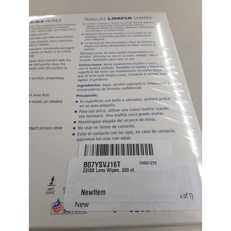 Zeiss Lens Wipes, White, 220 Count